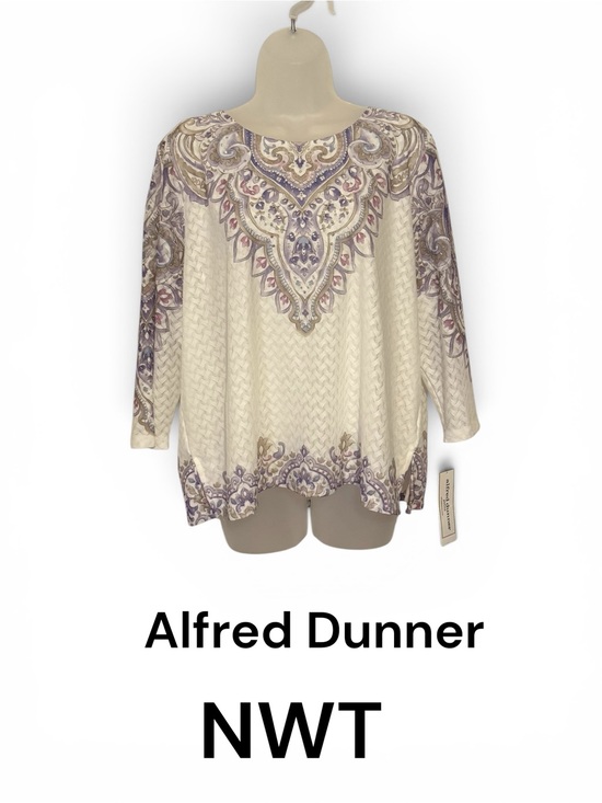 Alfred Dunner Tops - NWT Beautiful Alfred Dunner Cream w/Border Print Top XLARGE/PETITE #M